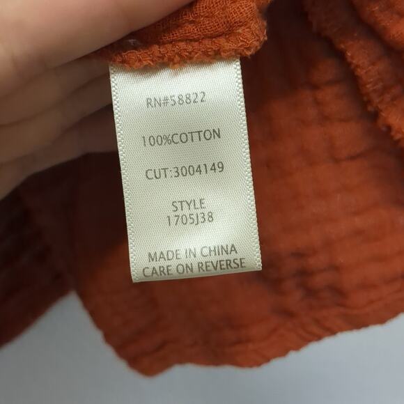 Max Studio Orange Blouse with Puff Sleeves and Boxy Fit size Large - Picture 4 of 5